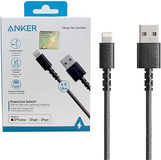 Anker PowerLine Select USB Cable With Lightning Connector 6ft Cable - A8013H11