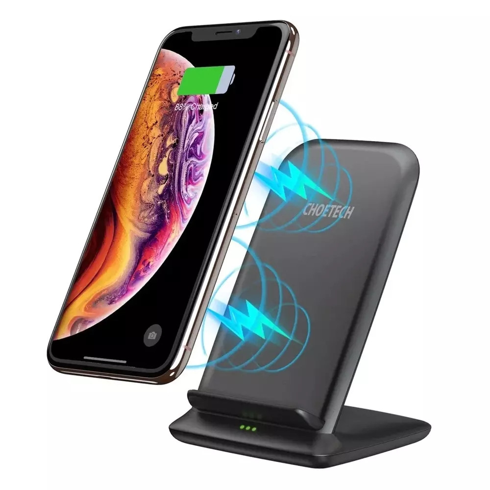 Choetech 15W Fast Wireless Charger Stand with Wall Charger 1.2m Cable - Image 2