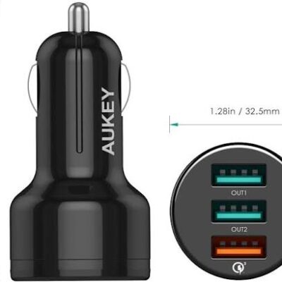 Aukey Car Charger with Quick Charge 3.0 & 2 USB Ports