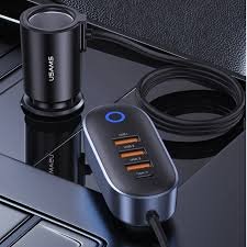 Usams US-CC161 156W 4 USB Ports Extension Fast Car Charger With Cigarette Lighter - Image 3