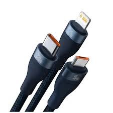 Baseus Flash Series II One-for-Three 100W 1.2m Fast Charging Data Cable USB to M+L+C (Black) - Image 3