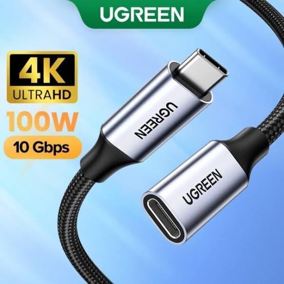 UGreen 30205 USB-C to USB-C Female Gen 2 1M Alu Case Braided Extension Cable Dark Gray