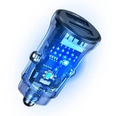 Usams US-CC162 C31 15W Transparent Dual USB A+A Mini Car Charger