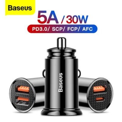 Baseus 30w USB + Type C Port Car Charger