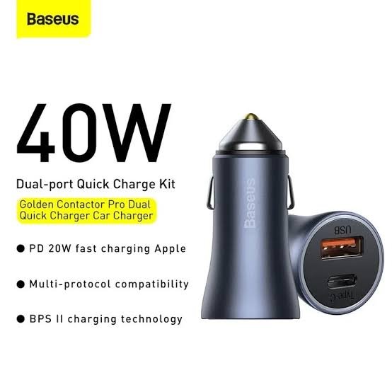 Baseus Golden Contactor Pro 40W U+C Dual Quick Car Charger